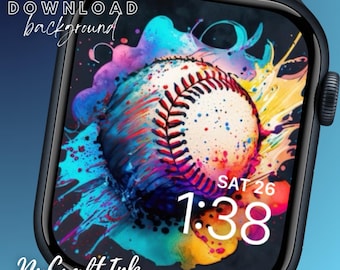Baseball Apple Watch Face: Vibrant Splatter Paint (Digital Download)