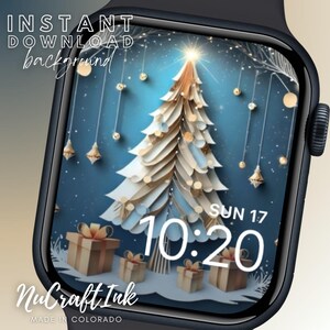Sfondo per quadrante Apple Watch con albero di Natale Albero di Natale invernale Carta artistica Sfondo per smartwatch 3D Carta artistica Stile Accessorio per orologio