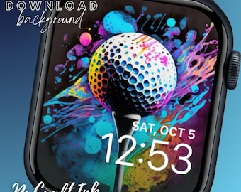 Golf Ball Apple Watch Face: Colorful Splatter Paint Design (Digital Download)