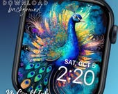 Peacock Apple Watch Face: Colorful Smartwatch Wallpaper (Digital Download)