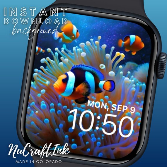 Clownfish Apple Watch Face Reef Background Vibrant Aquarium Smartwatch Background Tropical Watch Face for Saltwater Fish Lovers Etsy