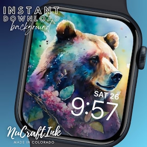 Pretty Bear / Apple Watch Face / Fondo de pantalla para reloj inteligente descargable al instante