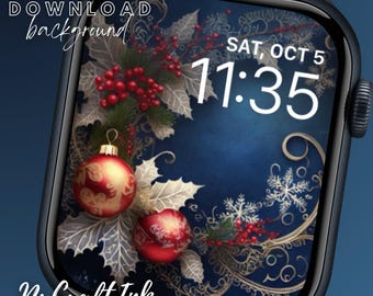 Elegancka tapeta na tarczę zegarka Apple Watch: Zimowe święta (do pobrania cyfrowego)