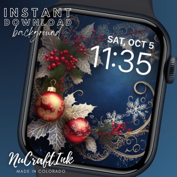 Elegant Christmas Apple Watch Face Wallpaper: Winter Holiday (Digital Download)