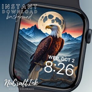 Sfondo con quadrante Apple Watch Eagle, aquila calva patriottica, onore, giorno dei veterani, sfondo per smartwatch, orgoglio americano, quadrante per orologio USA, sfondo