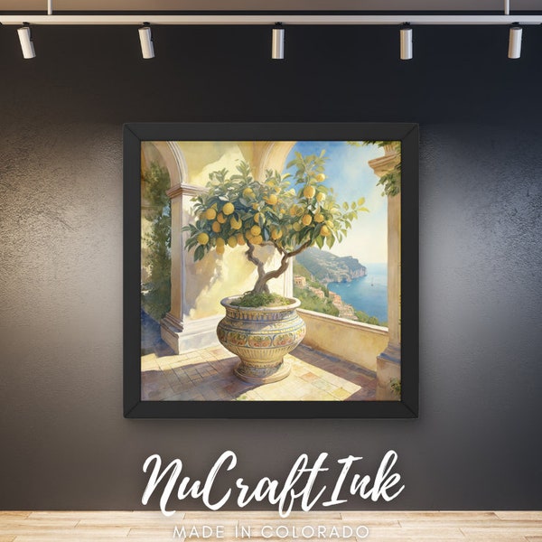 Lemon Tree on Italian Terrace • Digital Download • Beautiful Wall Art • Unframed