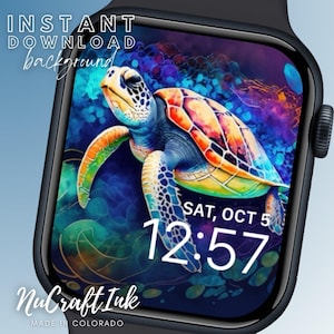 Colorful Sea Turtle Apple Watch Face – Instant Download • Vibrant Honu Art for Ocean Lovers • Gift for Mom