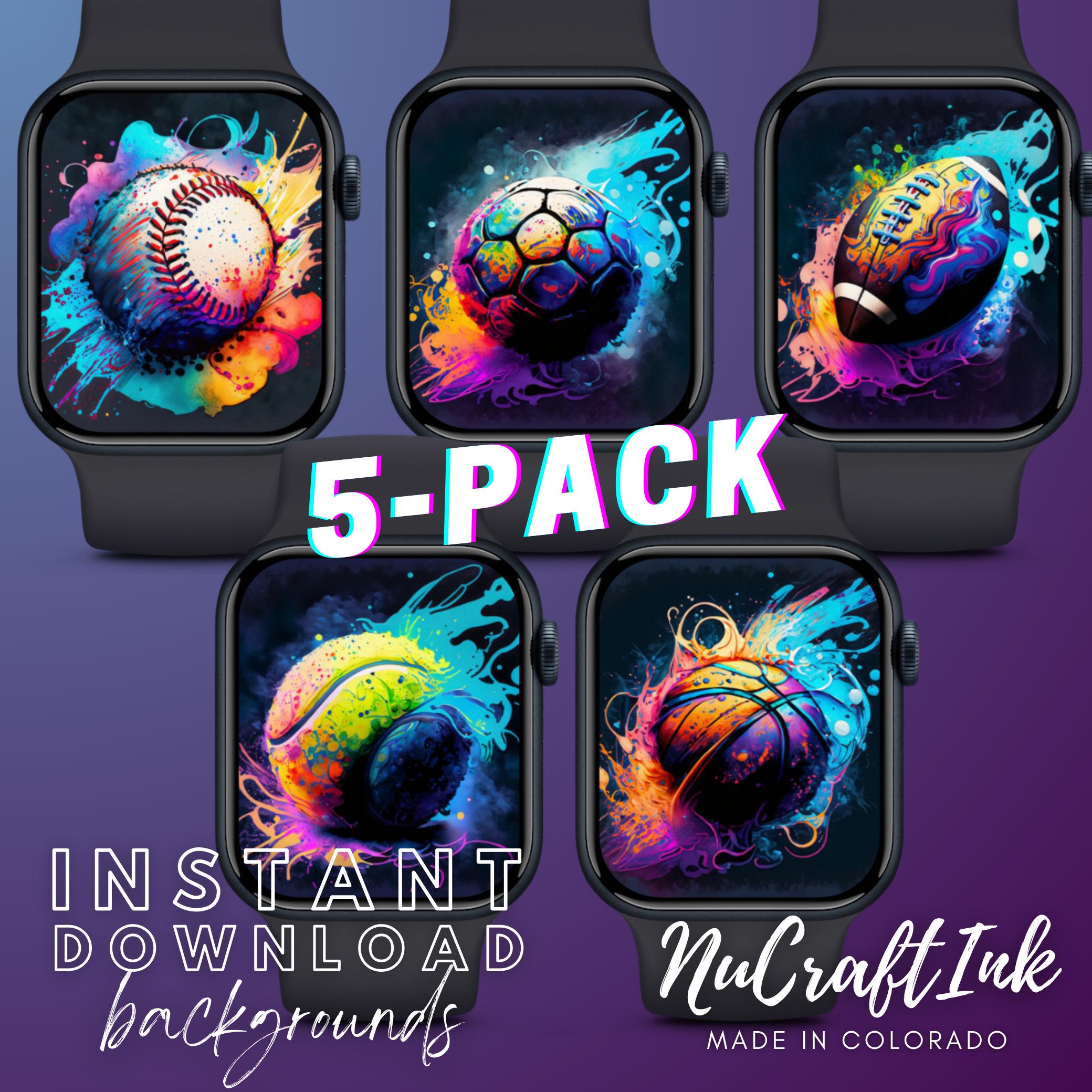 Sports Color Splash Apple Watch Face: 5-Pack (Digital Download)