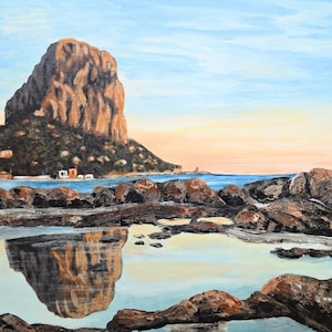 Rock Stones And Sea Sunrise Original Seascape Art Hand Painted Artwork By RinaArtSK