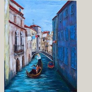 Venice Cityscape Original Art Painting On Canvas Hand Painted By RinaArtSK