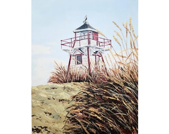 Lighthouse  Original Landscape Painting Acrylic Artwork By RinaArtSK