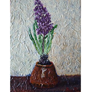 Eingegossene Hyazinthenblüte Original Blumen Kunst Handgemaltes Stillleben Von RinaArtSK