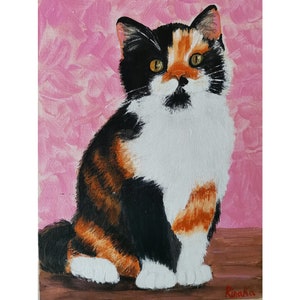Portrait de chat, peinture animalière originale, art mural unique fait main par RinaArtSK