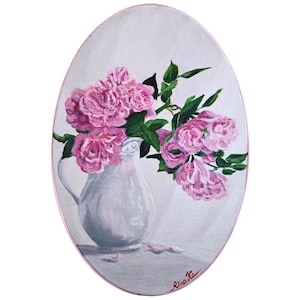 Jug With Roses Flowers Still Life Original Art Hand Painted Artwork By RinaArtSK