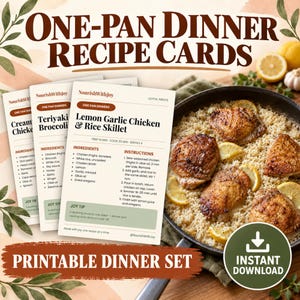 One-Pan Dinner Recipe Cards – 10 Printable Weeknight Meals