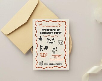 Editable Halloween Invitation | Spooky Party Invite Template | Instant Download Canva