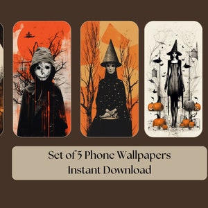 Set of 5 Phone Wallpapers Halloween Collage art Graphs Digital Wallpaper Colorful Wallpaper Digital Artwork Digital Unique Design