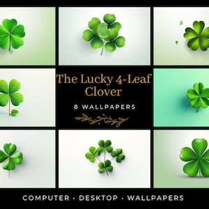 8 Wallpapers Lucky Four-Leaf Clover Graphs Digital Wallpaper Minimalist Wallpaper for Computer Digital Artwork Digital Unique Design