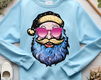Funky Santa with Sunglasses PNG: Glitter Christmas T-Shirt Design