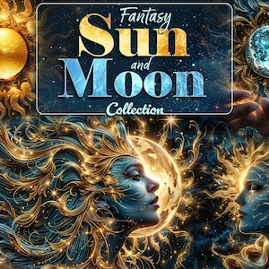 12 Celestial Sun Mystical Moon Clipart, Fantasy, Magical clipart, Astrological clipart, Wiccan, Mystical clipart, Pagan, Galaxy Celestial