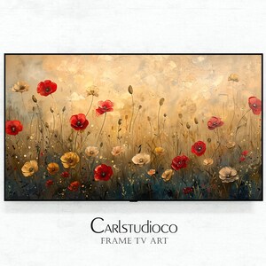 Wildflowers Vintage Frame TV Art, Digital Download Frame TV Art, Samsung picture frames, Oil Painting Textured digital, Abstract Painting