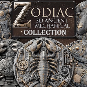 Starożytny mechaniczny znak zodiaku, kolekcja clipartów, horoskop PNG, retro znak zodiaku, astrologia, steampunkowy zodiak clipart, znak astrologiczny