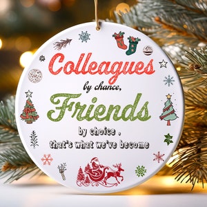 Déco de Noël ronde entre collègues amis png, sublimation d'ornement de collègues, motifs de sublimation de décoration de Noël, Noël du meilleur ami du travail