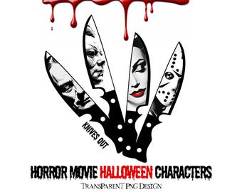 Retro Horror Movie Character PNG: Halloween Knives Out Design (Digital Download)