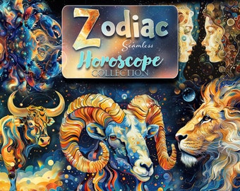 Fantasy Zodiac Sign Clipart: Celestial Horoscope PNG (Digital Download)