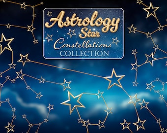 Golden Zodiac Star Constellation PNG: Astrology Sign Clipart (Digital Download)