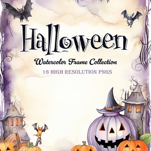 Carta di cancelleria stampabile autunnale di Halloween, Clipart di cornici di Halloween, clipart cornice digitale PNG, Blocco note di Halloween, Cancelleria autunnale,