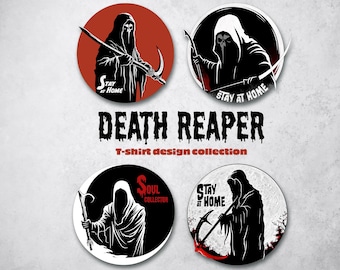 Grim Reaper PNG: Halloween T-Shirt Design, Goth Graphic (Digital Files)