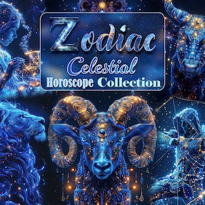 Sterrenbeelden fantasiecollectie, astrologische clipart, hemelse horoscoop, fantasiehoroscoop digitale afbeeldingen, sterrenbeelden Galaxy Celestial