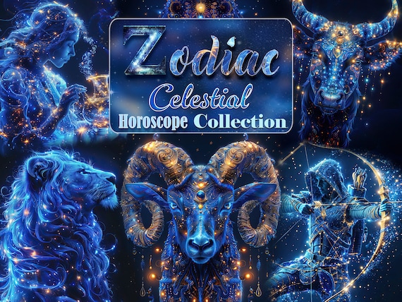 Fantasy Zodiac Clipart: Celestial Horoscope, Galaxy Star Signs (Digital Graphics)