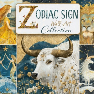 Zodiac Sign wall art collection, Celestial Horoscope, Galaxy Celestial Star Signs, Astrological clipart, Fantasy Horoscope, Astrology symbol