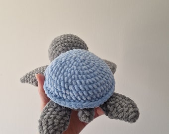 Gray and sky blue turtle HANDMADE crochet