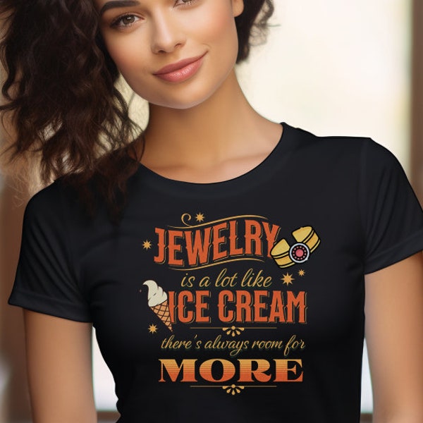 jewelry and ice cream, graphic tee,  street wear, silversmith, goldsmith, jeweler, novelty tee, think different, jewelry lover