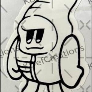 May include: A black and white cartoon illustration of a character wearing a hooded jacket. The character has a sad expression and is standing with its arms crossed.