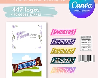 Snickers packaging template - Snickers custom template - custom snickers - snickers logo and barcode canva template