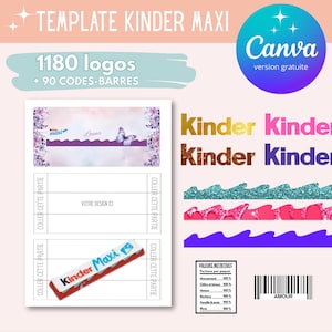 Modello per confezione kinder maxi - modello Kinder maxi - modello kinder maxi personalizzato - logo canva e modello codice a barre