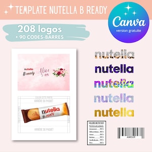 Modello di confezione Nutella B-Ready - Modello Nutella B-Ready - Nutella B-Ready personalizzato - Modello di logo e codice a barre Canva