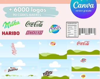 Complete Pack 48 Templates for Packaging - Custom Haribo, Kit Ka, Lay's, Kinder Templates - Canva Logo and Barcode Template