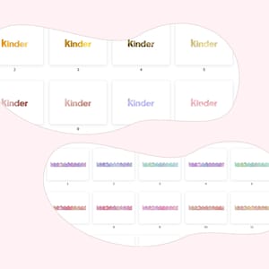 Modèle complet pour créer des emballages kinder bueno, template gabarit sur Canva, 1100 logos et 90 codes-barres en téléchargement image 4