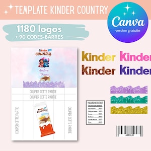 Modello per packaging kinder country - modello kinder country - kinder country personalizzato - logo canva e modello codice a barre