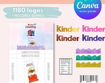 Template pour emballage kinder country - Modèle kinder country - kinder country personnalisé - template canva logo et code barres