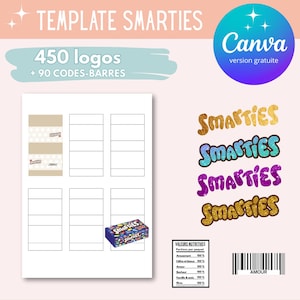 Smarties packaging template - Smarties custom template - smarties custom - smarties logo and barcode canva template