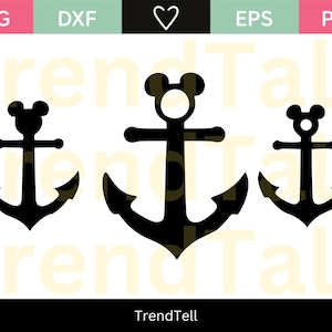 Anchor SVG, Mickey Anchors, nautical svg, anchor monogram svg, Anchor Clipart Silhouette, Cricut Cut File