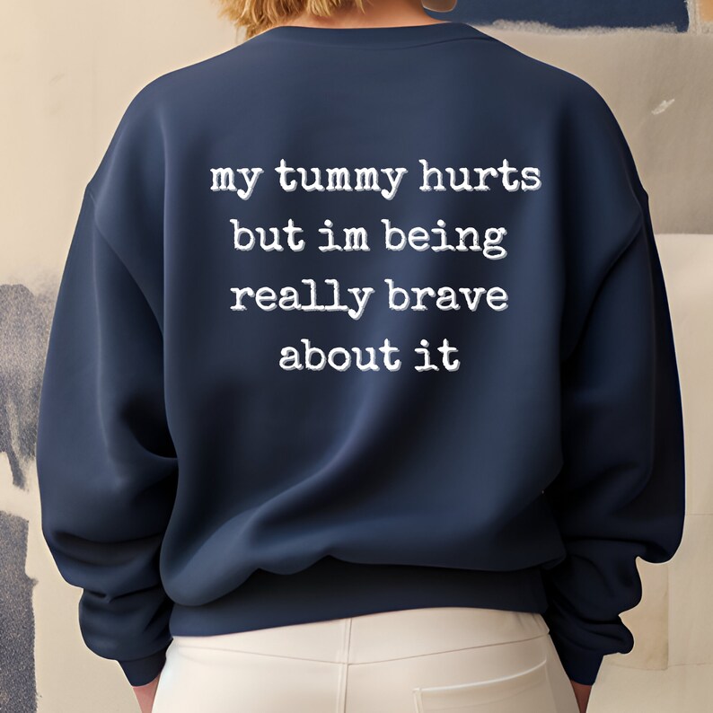 WCGXKO Make-up-Tasche Mit Spruch – ‚My Tummy Hurts But I‘m Being Really Brave‘, Canvas, 22,9x18,3 Cm