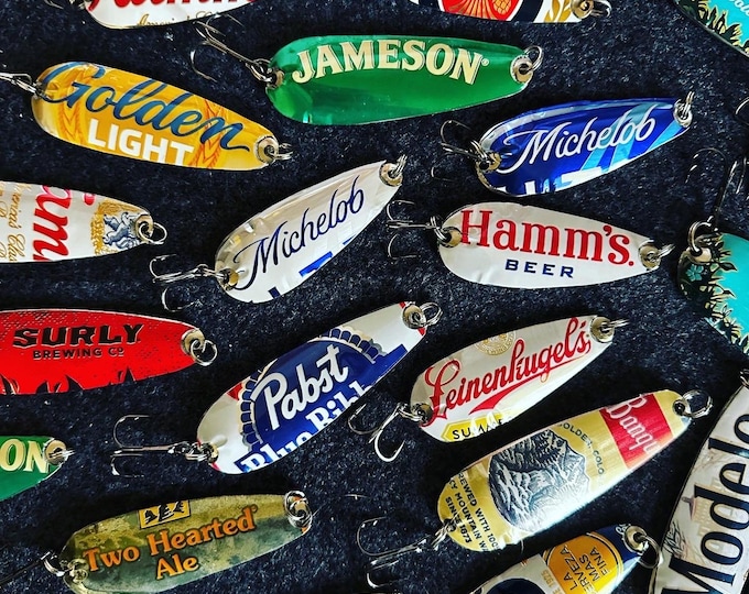 Beer Can Fishing Lures / Christmas Fishing Ornaments / Fathers Day / Groom / Bachelor / Gift. Buzz'd Baits.