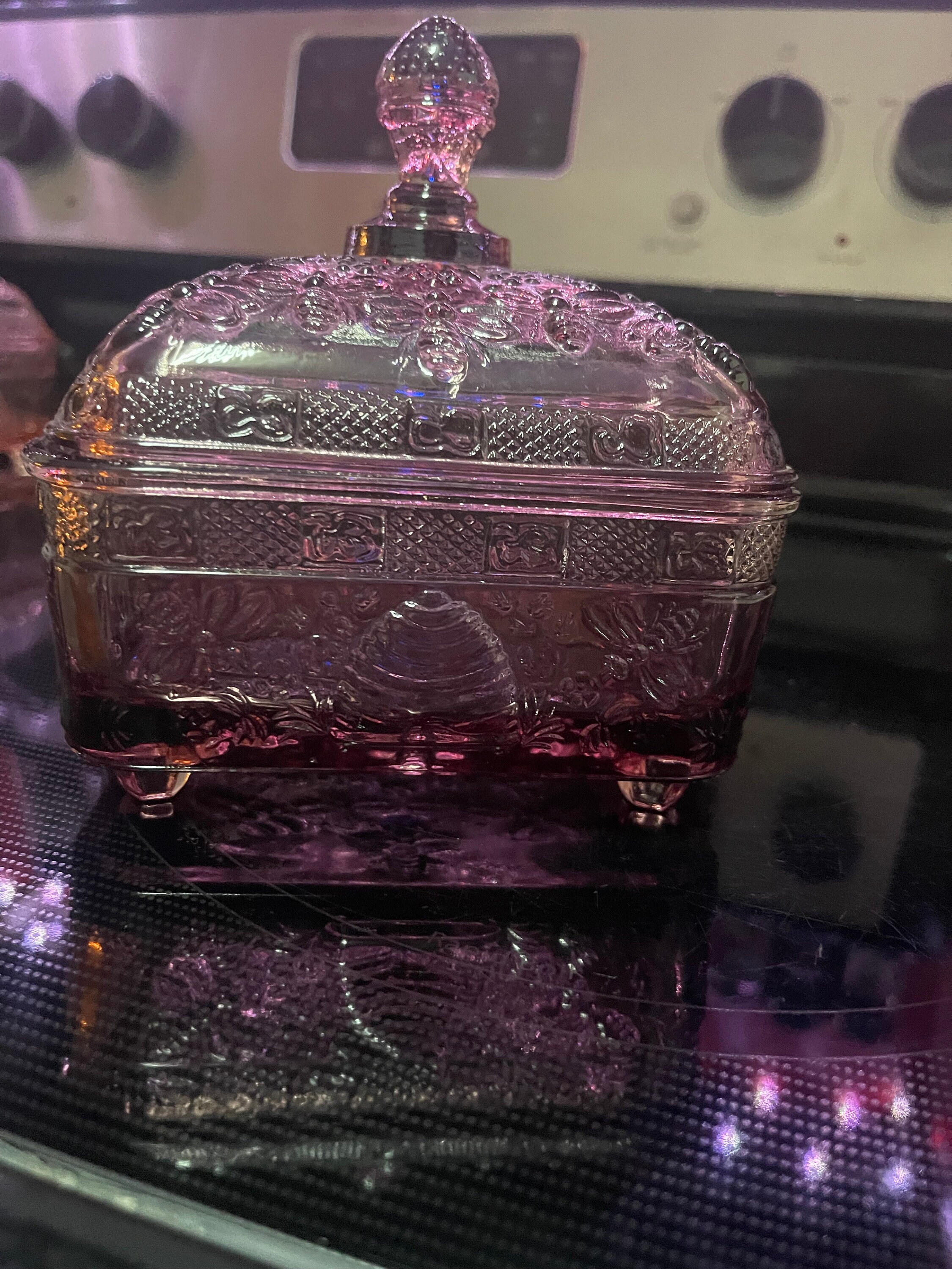 Vintage Tiara Amethyst Glass Honey Beehive Candy Dish Etsy